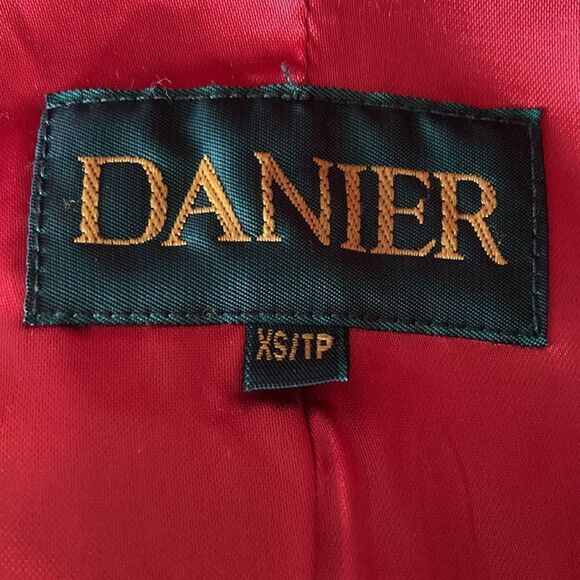 Retro 80s Danier Leather Genuine Suede Red Siren Shoulder Pads Fitted Jacket XS - Picture 4 of 9